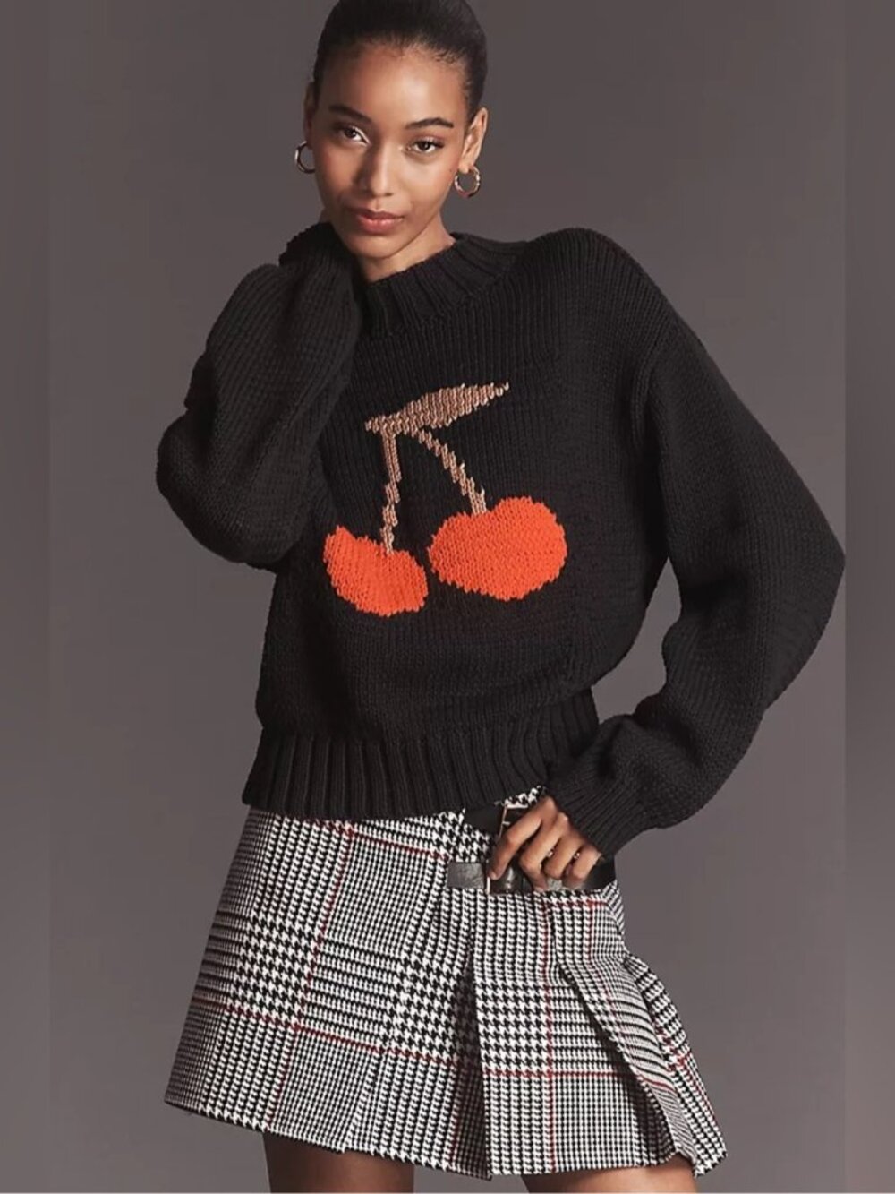 NWT Size XL - The Pippa Icon Mock-Neck Sweater Cherry Print - Picture 12 of 16